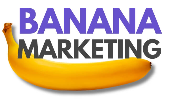 Banana Marketing Logo: Schriftzug mit Banane darunter