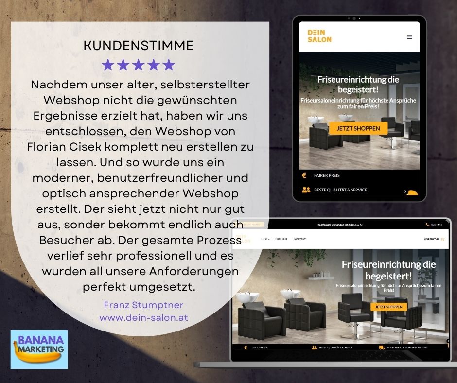 Sehr positive Kundenstimme vom Weingut Salzl für den Webdesigner Florian Cisek von Dein-Webauftritt.net